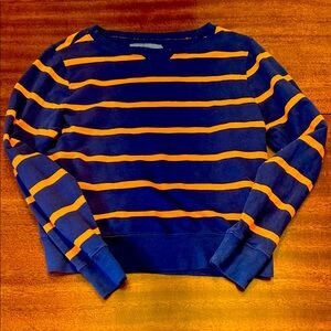 Navy and Orange Striped Boy's Sweater
